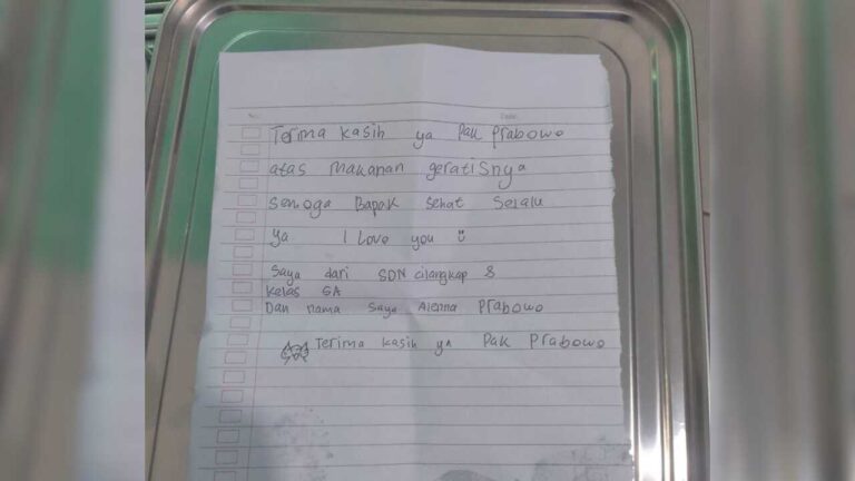 Gembira Dapat Makan Gratis, Siswa SD di Depok Tulis Pesan Menyentuh untuk Prabowo