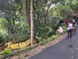 Sopir Diduga Mengantuk, Truk di Cisolok Sukabumi Terjun ke Jurang usai Tabrak Pagar Vila