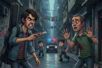 Ilustrasi pengamen sayat teman pakai cutter di Cikole Kota Sukabumi. | Foto: AI/Google Gemini