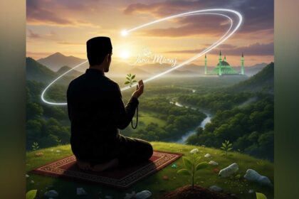 Ilustrasi peringatan Isra Mikraj yang merefleksikan pesan kepedulian terhadap alam dan kelestarian lingkungan.