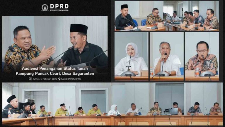 Suasana audiensi DPRD Kabupaten Sukabumi terkait penyelesaian status tanah di Kampung Puncak Ceuri Sagaranten.