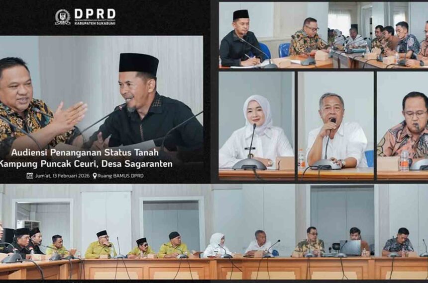 Suasana audiensi DPRD Kabupaten Sukabumi terkait penyelesaian status tanah di Kampung Puncak Ceuri Sagaranten.