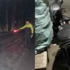 Kondisi jalan di TKP kecelakaan dan kondisi motor korban yang MD usai terjatuh karena menghindari jalan berlubang di Cikakak Sukabumi. | Foto: Ist
