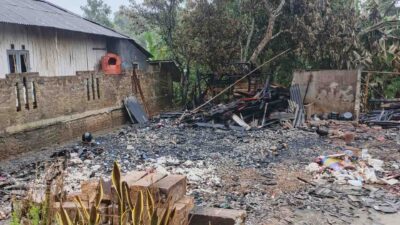 Tersisa arang, Potret lokasi kebakaran rumah di Cimanggu Sukabumi. | Foto: Ist