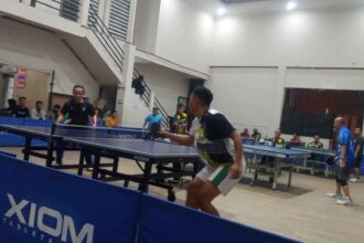 Pertandingan tenis meja Bupati Cup 2026 di GOR Yaspin, Desa Cibatu, Kecamatan Cisaat, Kabupaten Sukabumi. | Foto: Ans