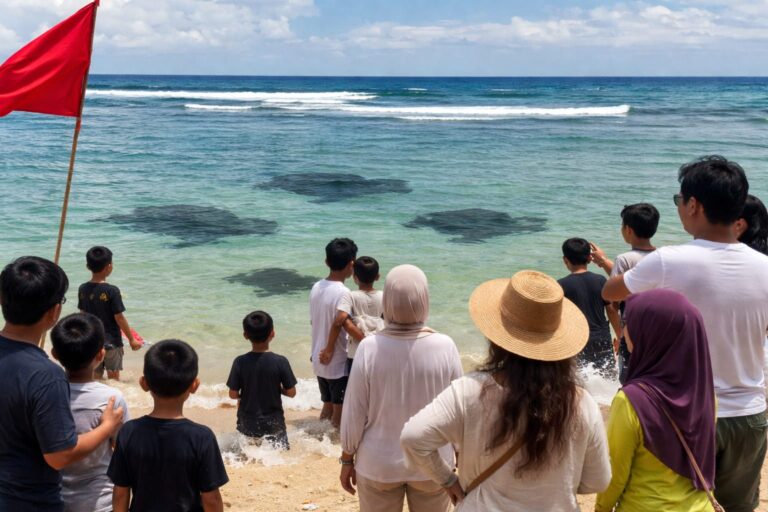 Kawanan Penyu Pukau Wisatawan di Pantai Cibuaya Sukabumi