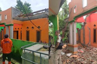 Kondisi rumah di Desa Cikadu Palabuhanratu Sukabumi yang ambruk terdampak pergerakan tanah, Selasa (3/3/2026). | Foto: Ist