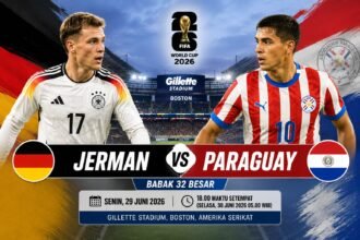 Jerman vs Paraguay pada pertandingan babak 32 besar Piala Dunia FIFA 2026 di Stadion Gillette, Boston