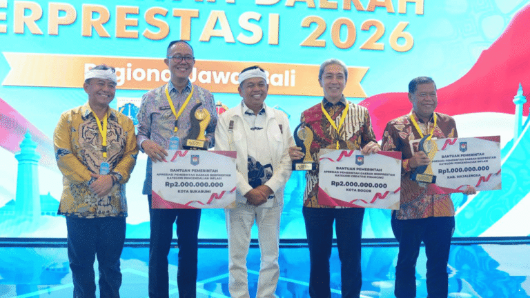 Prestasi Pengendalian Inflasi, Kota Sukabumi Raih Penghargaan Terbaik II Tingkat Jawa-Bali