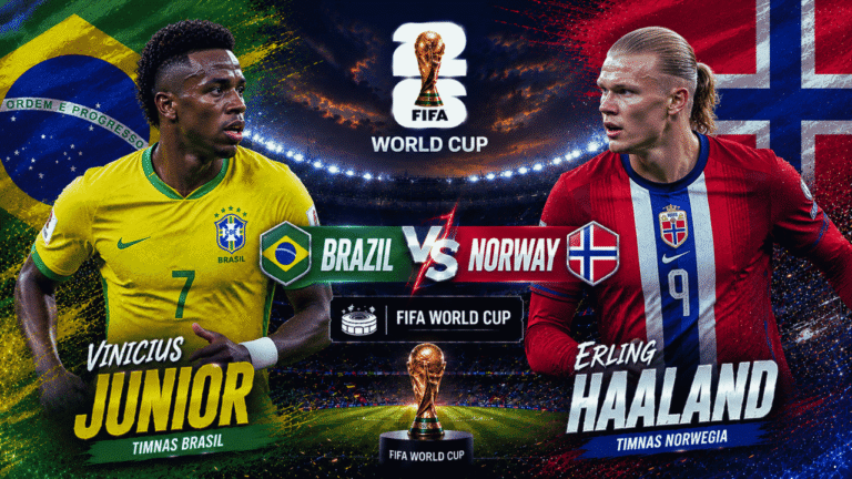 Prediksi Brasil vs Norwegia di Babak 16 Besar Piala Dunia 2026: Duel Vinícius Junior dan Erling Haaland Jadi Sorotan