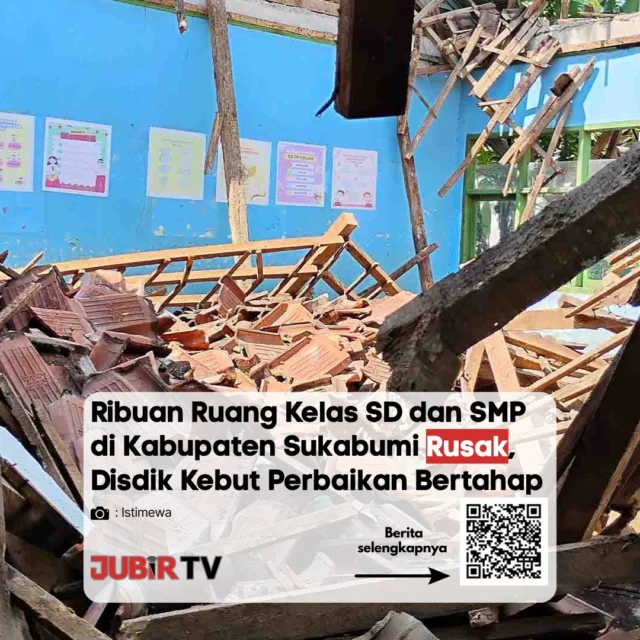 Ribuan ruang kelas SD dan SMP di Kabupaten Sukabumi dilaporkan mengalami kerusakan.

Data menunjukkan, khusus untuk SD saja, ada sekitar 3.921 ruang kelas dalam kondisi rusak dari total lebih dari 8.000 ruang yang ada. Kerusakan ini bervariasi, mulai dari ringan hingga berat, dan sebagian dipicu usia bangunan yang sudah lama. 

Sementara itu, secara umum kondisi ruang kelas di Sukabumi masih didominasi kategori rusak, dengan hanya sebagian kecil yang benar-benar dalam kondisi baik. 

Perbaikan terus dilakukan bertahap, menyesuaikan anggaran dan skala prioritas.

Kondisi ini jadi perhatian karena berkaitan langsung dengan kenyamanan dan keamanan kegiatan belajar siswa.

📌 𝐈𝐧𝐟𝐨 𝐥𝐞𝐧𝐠𝐤𝐚𝐩𝐧𝐲𝐚 𝐜𝐞𝐤 𝐝𝐢 𝐬𝐭𝐨𝐫𝐲 & 𝐬𝐨𝐫𝐨𝐭𝐚𝐧

#jubirtv #jubirtvnewscom #sukabumi #jawabarat #pendidikan #sekolah #ruangkelas #infrastruktur #beritaterkini