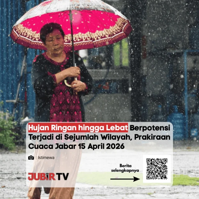 Prakiraan cuaca Jawa Barat pada 15 April 2026 menunjukkan potensi hujan di sejumlah wilayah.

BMKG memprediksi kondisi pagi cenderung cerah berawan, namun hujan ringan hingga lebat berpeluang turun pada siang hingga sore hari, bahkan bisa disertai petir dan angin kencang. 

Perubahan cuaca yang cukup cepat ini jadi pengingat untuk tetap waspada, terutama bagi yang beraktivitas di luar ruangan.

Menurut kamu, cuaca seperti ini lebih nyaman untuk beraktivitas atau justru jadi kendala?

𝗣𝗲𝗻𝗷𝗲𝗹𝗮𝘀𝗮𝗻 𝗹𝗲𝗻𝗴𝗸𝗮𝗽𝗻𝘆𝗮 𝗱𝗶 𝗸𝗼𝗹𝗼𝗺 𝗸𝗼𝗺𝗲𝗻𝘁𝗮𝗿 👇

#jubirtv #jubirtvnewscom #jawabarat #cuaca #prakiraancuaca #bmkg #hujan #cuacaekstrem #infocuaca #beritaterkini