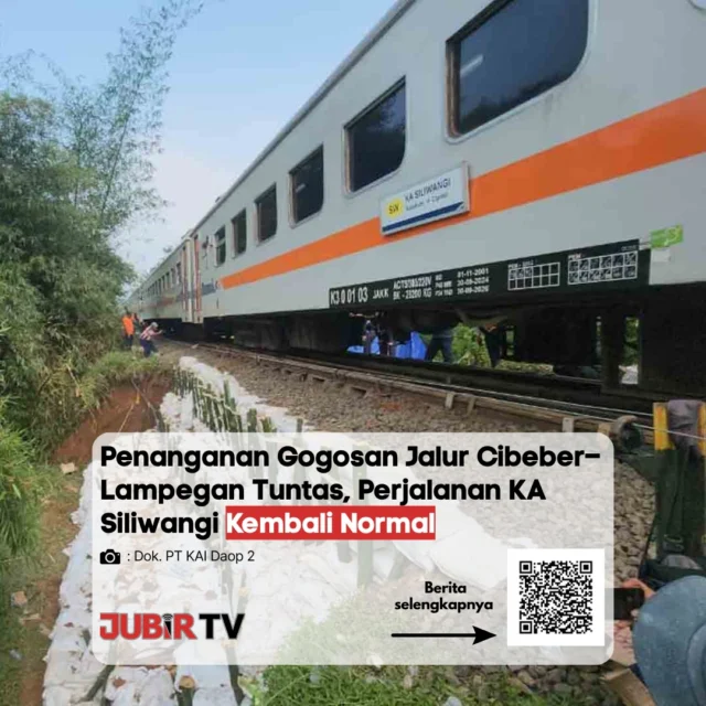 Penanganan gogosan di jalur Cibeber–Lampegan akhirnya tuntas, perjalanan KA Siliwangi kembali normal.

Sebelumnya, jalur sempat tidak bisa dilalui akibat tanah terkikis di bawah rel (gogosan) yang berisiko terhadap keselamatan perjalanan. 

Setelah dilakukan perbaikan oleh petugas, kini operasional kereta sudah kembali berjalan seperti biasa dan bisa dilalui dengan aman.

Menurut kamu, seberapa penting respon cepat dalam penanganan gangguan transportasi seperti ini?

📌 𝐈𝐧𝐟𝐨 𝐥𝐞𝐧𝐠𝐤𝐚𝐩𝐧𝐲𝐚 𝐜𝐞𝐤 𝐝𝐢 𝐬𝐭𝐨𝐫𝐲 & 𝐬𝐨𝐫𝐨𝐭𝐚𝐧

#jubirtv #jubirtvnewscom #sukabumi #cianjur #jawabarat #keretaapi #kasiliwangi #transportasi #infrastruktur #beritaterkini