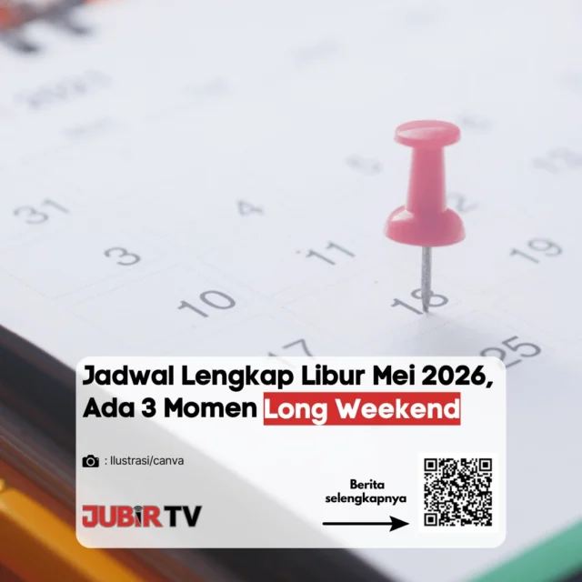 Bulan Mei 2026 punya 3 momen long weekend yang bisa dimanfaatkan masyarakat.

Mulai dari Hari Buruh (1–3 Mei), Kenaikan Yesus Kristus (14–17 Mei), hingga Idul Adha dan cuti bersama di akhir bulan. 

Total ada beberapa hari libur nasional dan cuti bersama yang berdekatan dengan akhir pekan. 

Kamu sudah punya rencana liburan atau tetap kerja seperti biasa?

📌 𝐈𝐧𝐟𝐨 𝐥𝐞𝐧𝐠𝐤𝐚𝐩𝐧𝐲𝐚 𝐜𝐞𝐤 𝐝𝐢 𝐬𝐭𝐨𝐫𝐲 & 𝐬𝐨𝐫𝐨𝐭𝐚𝐧

#jubirtv #jubirtvnewscom #libur2026 #longweekend #harilibur #infonasional #tanggalmerah #cutibersama #beritaterkini