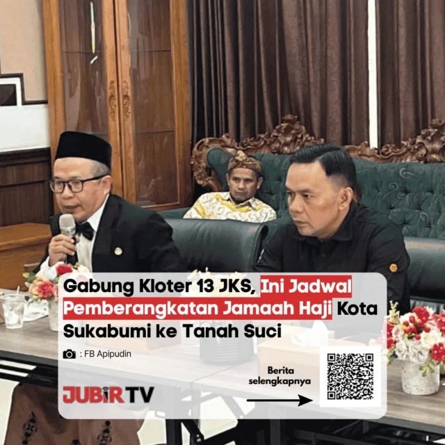 Jemaah haji asal Kota Sukabumi tahun 2026 dipastikan bergabung dalam Kloter 13 JKS dan dijadwalkan berangkat ke Tanah Suci pada 7 Mei 2026.

Jumlah jemaah yang berangkat hanya 18 orang, menyusul adanya penyesuaian kuota serta beberapa calon yang menunda keberangkatan. 

Menurut kamu, penurunan kuota seperti ini berpengaruh besar tidak bagi calon jemaah?

📌 𝐈𝐧𝐟𝐨 𝐥𝐞𝐧𝐠𝐤𝐚𝐩𝐧𝐲𝐚 𝐜𝐞𝐤 𝐝𝐢 𝐬𝐭𝐨𝐫𝐲 & 𝐬𝐨𝐫𝐨𝐭𝐚𝐧

#jubirtv #jubirtvnewscom #sukabumi #haji2026 #jemaaahaji #kloter13 #beritasukabumi #jawabarat