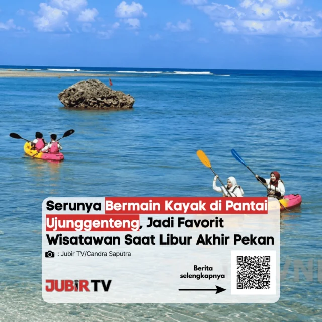 Bermain kayak di Pantai Ujunggenteng jadi salah satu aktivitas favorit wisatawan saat libur akhir pekan.

Selain menikmati ombak dan suasana pantai selatan, wisatawan juga bisa menikmati panorama laut dari atas kayak dengan suasana yang lebih santai dan seru.

Menurut kamu, aktivitas di pantai paling seru itu main kayak, berenang, atau sekadar menikmati sunset?

📌 𝐈𝐧𝐟𝐨 𝐥𝐞𝐧𝐠𝐤𝐚𝐩𝐧𝐲𝐚 𝐜𝐞𝐤 𝐝𝐢 𝐬𝐭𝐨𝐫𝐲 & 𝐬𝐨𝐫𝐨𝐭𝐚𝐧

#jubirtv #jubirtvnewscom #sukabumi #ujunggenteng #wisatapantai #kayak #wisatasukabumi #jawabarat