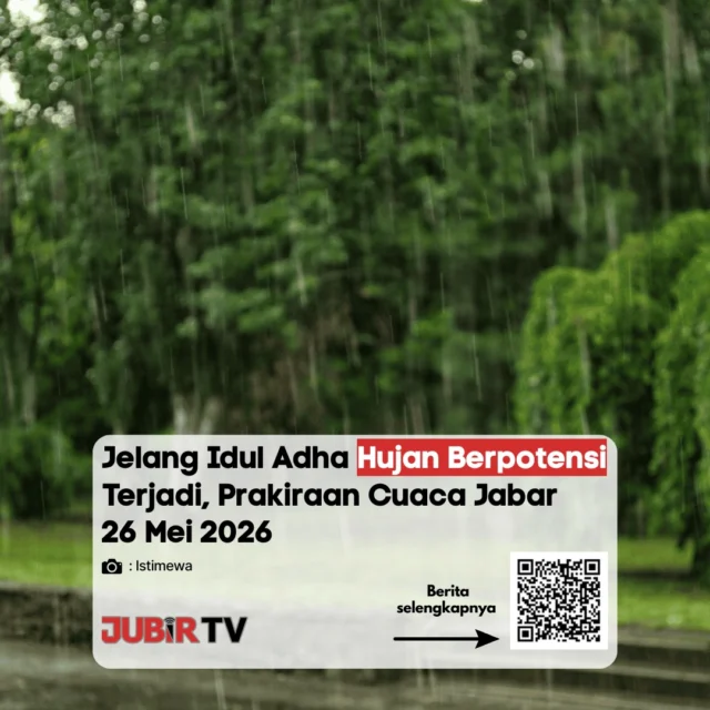 Cuaca Jelang Idul Adha: Waspada Potensi Hujan di Wilayah Jawa Barat Hari Ini 🌧️🕌

Memasuki Selasa (26/5), kondisi cuaca di Jawa Barat masih perlu diwaspadai, terutama bagi warga yang tengah mempersiapkan rangkaian kegiatan jelang Idul Adha. BMKG memprediksi masih ada potensi hujan di beberapa wilayah.

Pastikan agenda persiapan kurban atau aktivitas luar ruangan lainnya sudah dipersiapkan dengan matang, termasuk menyiapkan payung atau jas hujan bagi yang akan beraktivitas di luar. Tetap pantau informasi cuaca terkini dari kanal resmi BMKG agar aktivitas tetap aman dan lancar!

Bagaimana cuaca di lokasi kamu pagi ini? Share di kolom komentar ya! 👇

📌 𝐈𝐧𝐟𝐨 𝐥𝐞𝐧𝐠𝐤𝐚𝐩𝐧𝐲𝐚 𝐜𝐞𝐤 𝐝𝐢 𝐬𝐭𝐨𝐫𝐲 & 𝐬𝐨𝐫𝐨𝐭𝐚𝐧

#jubirtv #jubirtvnewscom #prakeraancuaca #bmkg #cuacajabar #iduladha2026 #infosukabumi #beritajuara #cuacahariini #infobmkg #jabar #waspadabanjir