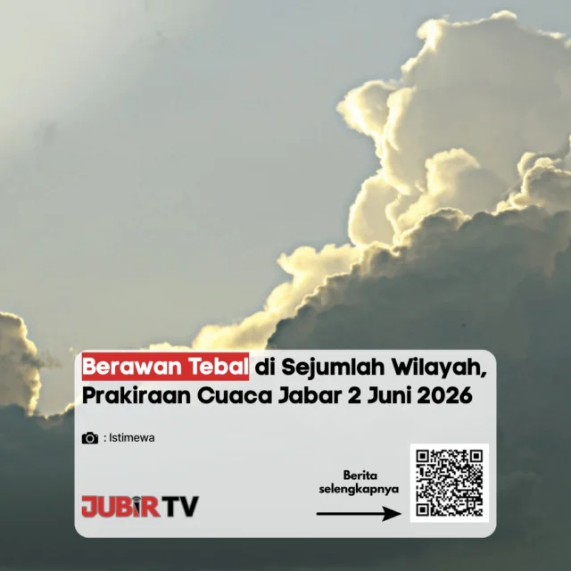 Prakiraan Cuaca Jabar: Wilayah Jawa Barat Dominan Berawan Tebal Hari Ini ☁️⛅
Memasuki hari Selasa, 2 Juni 2026, Badan Meteorologi, Klimatologi, dan Geofisika (BMKG) memprediksi kondisi cuaca di sebagian besar wilayah Jawa Barat akan didominasi oleh awan tebal sepanjang hari. Masyarakat diimbau untuk tetap waspada terhadap perubahan cuaca yang dinamis, terutama bagi yang berencana beraktivitas di luar ruangan. Meskipun cuaca terpantau berawan, pastikan untuk tetap memantau informasi terkini sebelum memulai perjalanan.

📌 𝐈𝐧𝐟𝐨 𝐥𝐞𝐧𝐠𝐤𝐚𝐩𝐧𝐲𝐚 𝐜𝐞𝐤 𝐝𝐢 𝐬𝐭𝐨𝐫𝐲 & 𝐬𝐨𝐫𝐨𝐭𝐚𝐧

#jubirtv #jubirtvnewscom #prakiraancuaca #bmkg #jawabarat #infocuaca #cuacahariini #infojabar #waspada