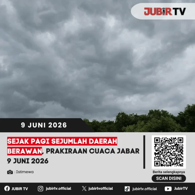 Prakiraan Cuaca Jabar 9 Juni 2026: Sejak Pagi Sejumlah Daerah Berawan ⛅️🌡️

Memasuki Selasa, 9 Juni 2026, Badan Meteorologi, Klimatologi, dan Geofisika (BMKG) merilis prakiraan cuaca untuk wilayah Jawa Barat. Sejak pagi hari, kondisi cuaca di sebagian besar wilayah terpantau berawan. Kondisi ini diprediksi berlanjut hingga siang dan sore hari, memberikan suasana yang cukup teduh bagi warga yang beraktivitas di luar ruangan. Meski cuaca cenderung stabil, masyarakat tetap disarankan untuk memperhatikan perubahan kondisi cuaca lokal yang bisa terjadi sewaktu-waktu dan selalu memperbarui informasi melalui kanal resmi BMKG guna persiapan yang lebih baik dalam menjalani aktivitas harian.

📌 𝐈𝐧𝐟𝐨 𝐥𝐞𝐧𝐠𝐤𝐚𝐩𝐧𝐲𝐚 𝐜𝐞𝐤 𝐝𝐢 𝐬𝐭𝐨𝐫𝐲 & 𝐬𝐨𝐫𝐨𝐭𝐚𝐧

#jubirtv #jubirtvnewscom #prakiraancuaca #bmkg #jawabarat #infojabar #cuacahariini #berawan #infocuaca #beritaterkini