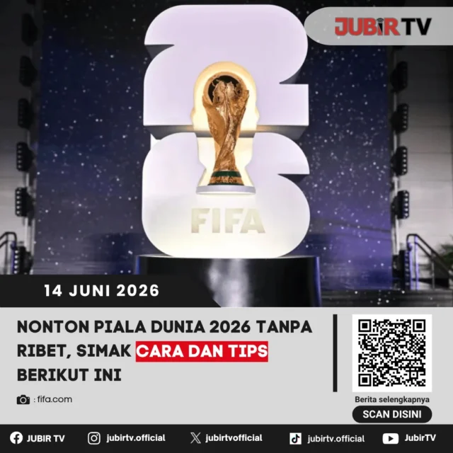 Bingung mau nonton Piala Dunia 2026 tanpa ribet? Tenang, kini seluruh pertandingan bisa disaksikan lebih mudah melalui siaran TV digital maupun layanan streaming resmi. Pastikan perangkat sudah siap agar tidak ketinggalan momen seru dari pesta sepak bola terbesar di dunia.

📌 𝐈𝐧𝐟𝐨 𝐥𝐞𝐧𝐠𝐤𝐚𝐩𝐧𝐲𝐚 𝐜𝐞𝐤 𝐝𝐢 𝐬𝐭𝐨𝐫𝐲 & 𝐬𝐨𝐫𝐨𝐭𝐚𝐧

#jubirtv #jubirtvnewscom #pialadunia2026 #nontonpialadunia #caranontonpialadunia #tvri #streamingbola #fifaworldcup #beritaolahraga #sepakbola #worldcup2026 #tipsnontonbola