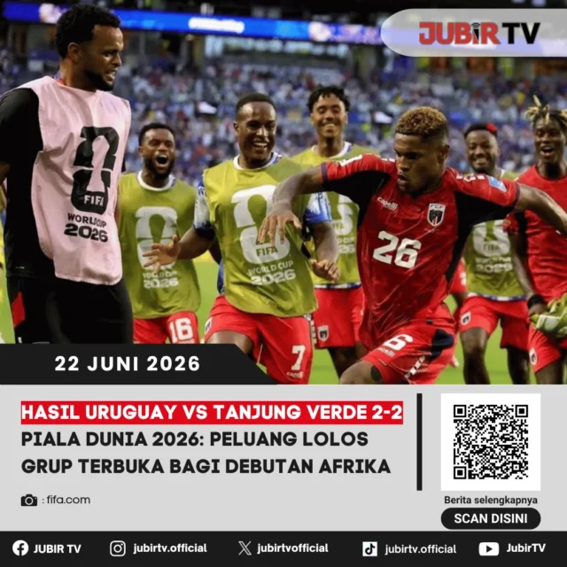 Tanjung Verde kembali mencuri perhatian setelah menahan imbang Uruguay dengan skor 2-2 pada laga Grup H Piala Dunia 2026. Hasil ini membuat peluang wakil Afrika tersebut untuk lolos ke babak berikutnya masih terbuka.

Bagaimana jalannya pertandingan dan mampukah Tanjung Verde menciptakan kejutan di Piala Dunia 2026?

📌 𝐈𝐧𝐟𝐨 𝐥𝐞𝐧𝐠𝐤𝐚𝐩𝐧𝐲𝐚 𝐜𝐞𝐤 𝐝𝐢 𝐬𝐭𝐨𝐫𝐲 & 𝐬𝐨𝐫𝐨𝐭𝐚𝐧

#jubirtv #jubirtvnewscom #pialadunia2026 #uruguayvstanjungverde #uruguay #tanjungverde #capeverde #hasilpertandingan #fifaworldcup #beritabola #worldcup2026 #sepakboladunia