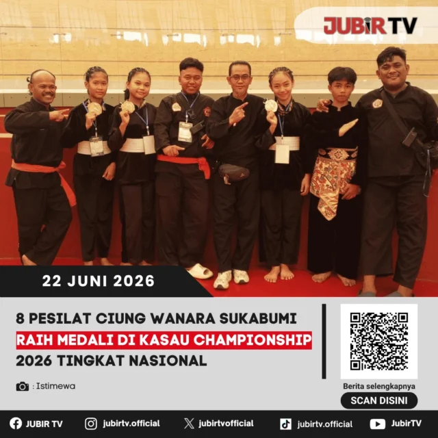 Prestasi membanggakan kembali ditorehkan atlet pencak silat asal Sukabumi. Sebanyak delapan pesilat dari perguruan Ciung Wanara berhasil meraih medali dalam ajang Kasau Championship 2026 tingkat nasional.

Keberhasilan ini menjadi bukti kualitas atlet daerah yang mampu bersaing di level nasional sekaligus mengharumkan nama Sukabumi di dunia olahraga pencak silat.

📌 𝐈𝐧𝐟𝐨 𝐥𝐞𝐧𝐠𝐤𝐚𝐩𝐧𝐲𝐚 𝐜𝐞𝐤 𝐝𝐢 𝐬𝐭𝐨𝐫𝐲 & 𝐬𝐨𝐫𝐨𝐭𝐚𝐧

#jubirtv #jubirtvnewscom #ciungwanara #pencaksilat #kasauchampionship2026 #atletsukabumi #sukabumi #olahragasukabumi #beritasukabumi #jawabarat #prestasiatlet #infoterkini