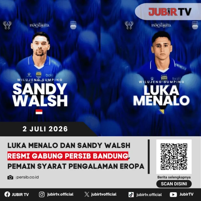 Persib Bandung resmi memperkenalkan dua rekrutan anyar, Luka Menalo dan Sandy Walsh, untuk menghadapi musim 2026/2027. Keduanya diharapkan menambah kekuatan Maung Bandung berkat pengalaman panjang berkarier di kompetisi Eropa dan level internasional. 

Luka Menalo akan memperkuat lini serang dengan kecepatan dan kreativitasnya, sementara Sandy Walsh diplot memperkokoh lini pertahanan setelah berpengalaman bermain di Eropa, Jepang, Thailand, dan bersama Timnas Indonesia. Mampukah duet pemain sarat pengalaman ini membawa Persib bersaing di berbagai kompetisi musim ini?

📌 𝐈𝐧𝐟𝐨 𝐥𝐞𝐧𝐠𝐤𝐚𝐩𝐧𝐲𝐚 𝐜𝐞𝐤 𝐝𝐢 𝐬𝐭𝐨𝐫𝐲 & 𝐬𝐨𝐫𝐨𝐭𝐚𝐧

#jubirtv #jubirtvnewscom #persib #persibbandung #lukamenalo #sandywalsh #maungbandung #liga1 #transferpemain #beritabola #footballnews #sepakbola
