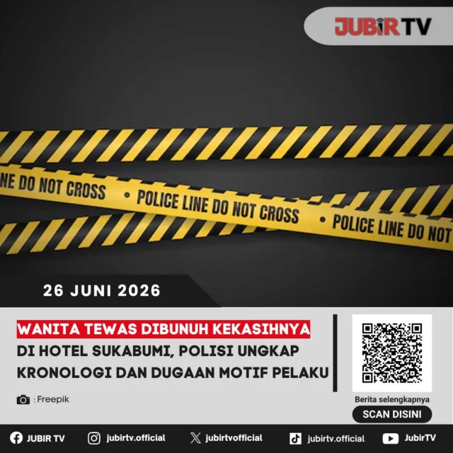Kasus pembunuhan seorang wanita di sebuah hotel di Kota Sukabumi akhirnya berhasil diungkap polisi. Pelaku diketahui merupakan kekasih korban, sementara dugaan motif pembunuhan mengarah pada persoalan utang yang memicu cekcok hingga berujung tragis. 

Pelaku kini telah diamankan dan masih menjalani pemeriksaan lebih lanjut untuk mengungkap seluruh rangkaian peristiwa. Bagaimana kronologi pembunuhan tersebut dan apa motif yang diungkap pihak kepolisian?

📌 𝐈𝐧𝐟𝐨 𝐥𝐞𝐧𝐠𝐤𝐚𝐩𝐧𝐲𝐚 𝐜𝐞𝐤 𝐝𝐢 𝐬𝐭𝐨𝐫𝐲 & 𝐬𝐨𝐫𝐨𝐭𝐚𝐧

#jubirtv #jubirtvnewscom #sukabumi #kotasukabumi #kriminal #pembunuhan #polisi #hotel #beritasukabumi #jawabarat #peristiwa #infokriminal