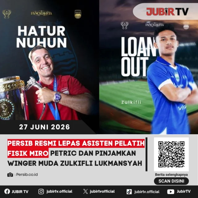 Persib Bandung kembali melakukan perombakan jelang musim 2026/2027. Maung Bandung resmi mengakhiri kerja sama dengan asisten pelatih fisik Miro Petric, sekaligus meminjamkan winger muda Zulkifli Lukmansyah demi menambah jam terbang dan pengalaman bertanding. 

Langkah ini menjadi bagian dari strategi Persib dalam membangun skuad yang lebih kompetitif sekaligus mengembangkan talenta muda. Apa alasan di balik keputusan tersebut dan bagaimana peran Miro Petric serta masa depan Zulkifli Lukmansyah?

📌 𝐈𝐧𝐟𝐨 𝐥𝐞𝐧𝐠𝐤𝐚𝐩𝐧𝐲𝐚 𝐜𝐞𝐤 𝐝𝐢 𝐬𝐭𝐨𝐫𝐲 & 𝐬𝐨𝐫𝐨𝐭𝐚𝐧

#jubirtv #jubirtvnewscom #persib #persibbandung #miropetric #zulkiflilukmansyah #bobotoh #liga1 #transferpemain #beritabola #maungbandung #sepakbolaindonesia