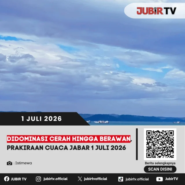 Cuaca di sebagian besar wilayah Jawa Barat pada Rabu (1/7) diprakirakan didominasi kondisi cerah hingga berawan. Meski begitu, masyarakat tetap diimbau mewaspadai potensi perubahan cuaca, terutama di sejumlah daerah yang berpeluang mengalami hujan ringan pada waktu tertentu. 

Bagi Anda yang akan beraktivitas di luar ruangan, pastikan memantau perkembangan cuaca agar perjalanan tetap aman dan nyaman.

📌 𝐈𝐧𝐟𝐨 𝐥𝐞𝐧𝐠𝐤𝐚𝐩𝐧𝐲𝐚 𝐜𝐞𝐤 𝐝𝐢 𝐬𝐭𝐨𝐫𝐲 & 𝐬𝐨𝐫𝐨𝐭𝐚𝐧

#jubirtv #jubirtvnewscom #jawabarat #cuacajabar #prakiraancuaca #bmkg #infocuaca #cuacahariini #beritajabar #jawabarathariini #cuaca #infojabar