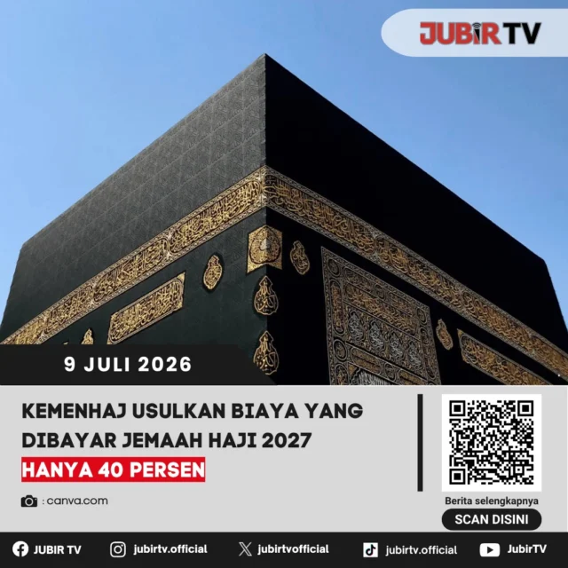 🕋 Kabar baik bagi calon jemaah haji. Kementerian Haji dan Umrah mengusulkan agar biaya yang dibayar langsung oleh jemaah pada musim haji 2027 hanya sekitar 40 persen dari total biaya penyelenggaraan.

Dalam skema yang diusulkan, porsi pembayaran jemaah diperkirakan sekitar Rp42,8 juta, sementara sisanya ditanggung melalui nilai manfaat yang dikelola BPKH. Meski begitu, usulan ini masih akan dibahas bersama DPR sebelum ditetapkan sebagai biaya resmi penyelenggaraan ibadah haji 2027.

📌 𝐈𝐧𝐟𝐨 𝐥𝐞𝐧𝐠𝐤𝐚𝐩𝐧𝐲𝐚 𝐜𝐞𝐤 𝐝𝐢 𝐬𝐭𝐨𝐫𝐲 & 𝐬𝐨𝐫𝐨𝐭𝐚𝐧

#jubirtv #jubirtvnewscom #haji2027 #biayahaji #kemenhaj #bpih #bipih #bpkh #jemaahhaji #nasional #beritaterkini