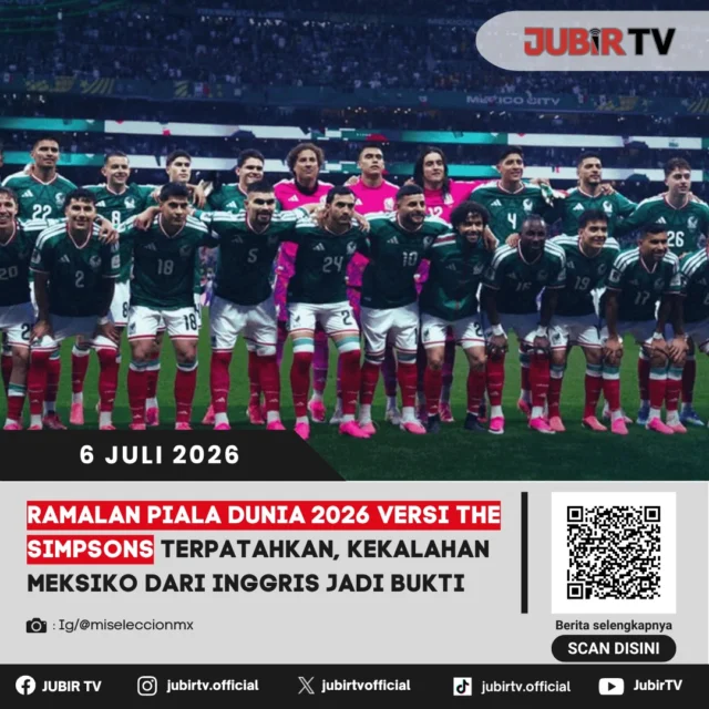 Ramalan yang dikaitkan dengan serial animasi The Simpsons mengenai Piala Dunia 2026 dipastikan tidak terbukti setelah Meksiko tersingkir di babak 16 besar usai kalah 2-3 dari Inggris. Hasil tersebut sekaligus mematahkan spekulasi yang beredar di media sosial bahwa serial tersebut telah "memprediksi" perjalanan tuan rumah hingga fase tertentu di turnamen.

Fenomena ramalan The Simpsons memang kerap viral setiap ada peristiwa besar. Namun, banyak klaim yang beredar ternyata tidak berasal dari episode resmi serial tersebut atau merupakan hasil editan di media sosial. Kekalahan Meksiko dari Inggris menjadi salah satu bukti bahwa narasi tersebut tidak sesuai dengan kenyataan.

📌 𝐈𝐧𝐟𝐨 𝐥𝐞𝐧𝐠𝐤𝐚𝐩𝐧𝐲𝐚 𝐜𝐞𝐤 𝐝𝐢 𝐬𝐭𝐨𝐫𝐲 & 𝐬𝐨𝐫𝐨𝐭𝐚𝐧

#jubirtv #jubirtvnewscom #thesimpsons #pialadunia2026 #worldcup2026 #meksiko #inggris #judebellingham #beritabola #fifaworldcup #footballnews #sepakbola