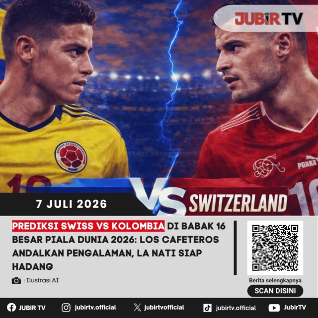 Swiss akan menghadapi Kolombia pada babak 16 besar Piala Dunia 2026 dalam laga yang diprediksi berlangsung ketat. Los Cafeteros mengandalkan pengalaman dan konsistensi permainan sepanjang turnamen, sementara La Nati siap memberikan perlawanan sengit demi mengamankan tiket ke perempat final.

Kolombia dinilai sedikit lebih diunggulkan berkat performa impresif di fase grup, namun Swiss memiliki organisasi permainan yang disiplin dan kerap menyulitkan tim-tim unggulan. Duel ini diperkirakan berlangsung seimbang dengan efektivitas penyelesaian akhir menjadi faktor penentu. Siapakah yang akan melangkah ke babak delapan besar?

📌 𝐈𝐧𝐟𝐨 𝐥𝐞𝐧𝐠𝐤𝐚𝐩𝐧𝐲𝐚 𝐜𝐞𝐤 𝐝𝐢 𝐬𝐭𝐨𝐫𝐲 & 𝐬𝐨𝐫𝐨𝐭𝐚𝐧

#jubirtv #jubirtvnewscom #swiss #kolombia #loscafeteros #lanati #pialadunia2026 #worldcup2026 #prediksibola #beritabola #footballnews #sepakbola