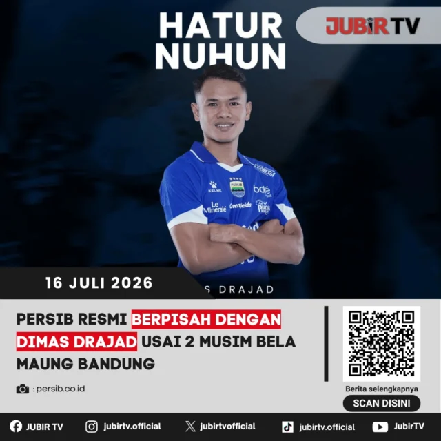 🔵 Kebersamaan Dimas Drajad bersama Persib Bandung resmi berakhir. Setelah dua musim membela Maung Bandung, penyerang Timnas Indonesia itu dipastikan berpisah usai kontraknya tidak diperpanjang untuk musim 2026/2027. 

Selama berseragam Persib, Dimas turut menjadi bagian dari perjalanan tim di berbagai kompetisi. Keputusan ini merupakan hasil evaluasi tim dalam menyusun skuad menghadapi musim baru, sekaligus membuka lembaran baru bagi karier sang pemain. 

📌 𝐈𝐧𝐟𝐨 𝐥𝐞𝐧𝐠𝐤𝐚𝐩𝐧𝐲𝐚 𝐜𝐞𝐤 𝐝𝐢 𝐬𝐭𝐨𝐫𝐲 & 𝐬𝐨𝐫𝐨𝐭𝐚𝐧

#jubirtv #jubirtvnewscom #persib #dimasdrajad #maungbandung #liga1 #transferpemain #bobotoh #sepakbola #olahraga