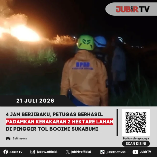 🔥 Empat jam berjibaku melawan kobaran api, petugas gabungan akhirnya berhasil memadamkan kebakaran lahan seluas sekitar 2 hektare di pinggir Tol Bocimi, Kabupaten Sukabumi. Proses pemadaman berlangsung cukup sulit karena lokasi titik api jauh dari akses kendaraan dan minim sumber air. Simak kronologi lengkapnya.

📌 𝐈𝐧𝐟𝐨 𝐥𝐞𝐧𝐠𝐤𝐚𝐩𝐧𝐲𝐚 𝐜𝐞𝐤 𝐝𝐢 𝐬𝐭𝐨𝐫𝐲 & 𝐬𝐨𝐫𝐨𝐭𝐚𝐧

#jubirtv #jubirtvnewscom #ciambar #kabupatensukabumi #tolbocimi #kebakaranlahan #damkar #bpbd #musimkemarau #beritasukabumi