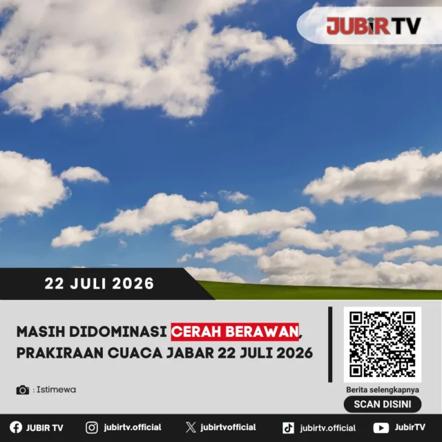 🌤️ Cuaca di Jawa Barat masih didominasi cerah berawan pada Rabu (22/7). Meski begitu, masyarakat tetap diimbau mewaspadai perubahan cuaca yang bisa terjadi sewaktu-waktu dan menyesuaikan aktivitas dengan informasi terbaru dari BMKG.

📌 𝐈𝐧𝐟𝐨 𝐥𝐞𝐧𝐠𝐤𝐚𝐩𝐧𝐲𝐚 𝐜𝐞𝐤 𝐝𝐢 𝐬𝐭𝐨𝐫𝐲 & 𝐬𝐨𝐫𝐨𝐭𝐚𝐧

#jubirtv #jubirtvnewscom #cuaca #prakiraancuaca #bmkg #jawabarat #sukabumi #infocuaca #beritajabar #beritasukabumi