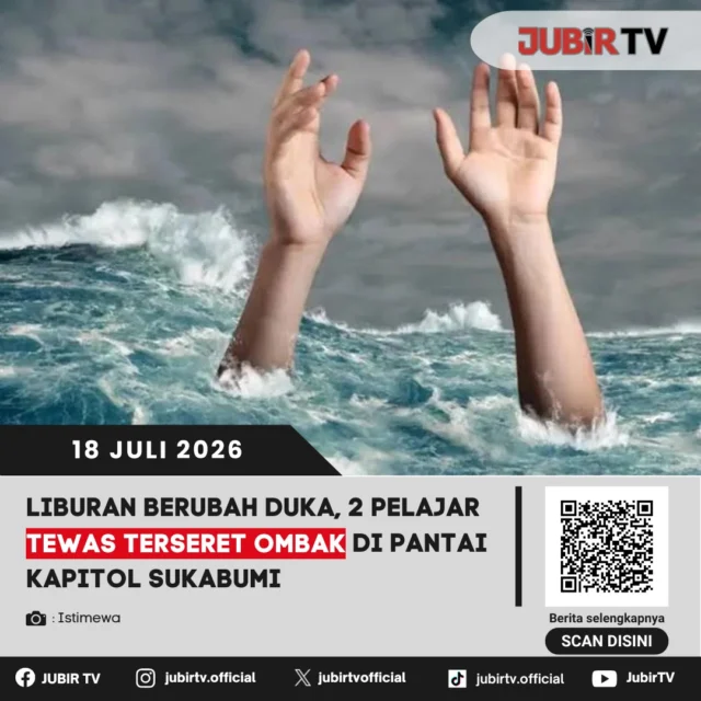 🌊 Liburan yang seharusnya penuh kebahagiaan berubah menjadi duka. Dua pelajar dilaporkan meninggal dunia setelah terseret ombak saat berenang di Pantai Kapitol, Sukabumi. Peristiwa ini menjadi pengingat penting agar selalu waspada saat berwisata di kawasan pantai.

📌 𝐈𝐧𝐟𝐨 𝐥𝐞𝐧𝐠𝐤𝐚𝐩𝐧𝐲𝐚 𝐜𝐞𝐤 𝐝𝐢 𝐬𝐭𝐨𝐫𝐲 & 𝐬𝐨𝐫𝐨𝐭𝐚𝐧

#jubirtv #jubirtvnewscom #sukabumi #cisolok #pantaikapitol #beritasukabumi #kecelakaanlaut #ombakbesar #wisata #pantaiselatan