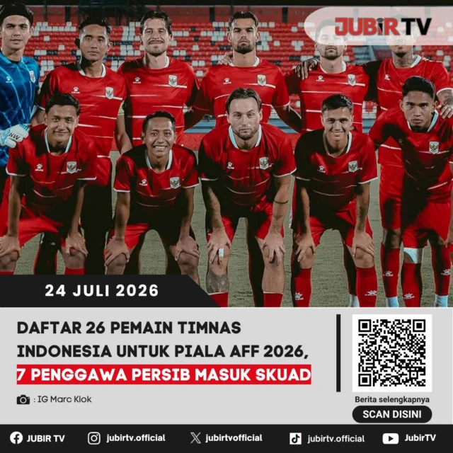 🇮🇩 Skuad Garuda siap tempur! Pelatih Timnas Indonesia resmi mengumumkan daftar 26 pemain untuk menghadapi Piala AFF 2026. Perpaduan pemain berpengalaman, talenta muda, hingga wajah baru siap membawa Indonesia bersaing demi meraih prestasi terbaik.

📌 𝐈𝐧𝐟𝐨 𝐥𝐞𝐧𝐠𝐤𝐚𝐩𝐧𝐲𝐚 𝐜𝐞𝐤 𝐝𝐢 𝐬𝐭𝐨𝐫𝐲 & 𝐬𝐨𝐫𝐨𝐭𝐚𝐧

#jubirtv #jubirtvnewscom #timnasindonesia #pialaaff2026 #garuda #sepakbola #aseanchampionship #timnas #bolanasional