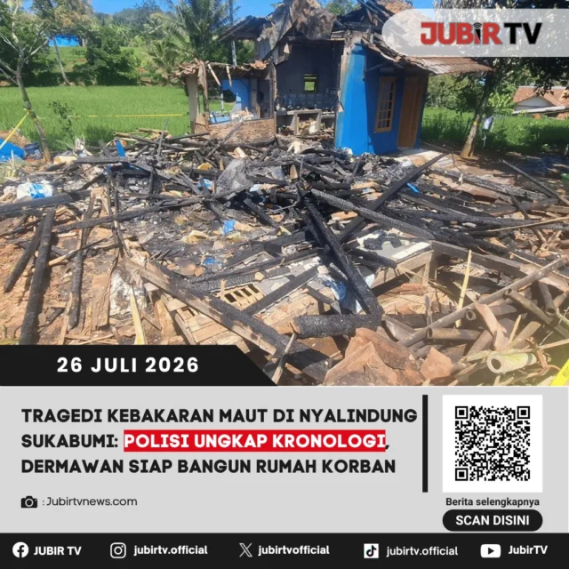 🕊️ Tragedi kebakaran maut di Nyalindung terus menyisakan duka. Polisi telah mengungkap kronologi peristiwa yang menewaskan tiga bersaudara, sementara Dermawan Peduli bergerak menyiapkan bantuan pembangunan kembali rumah keluarga korban sebagai bentuk kepedulian.

📌 𝐈𝐧𝐟𝐨 𝐥𝐞𝐧𝐠𝐤𝐚𝐩𝐧𝐲𝐚 𝐜𝐞𝐤 𝐝𝐢 𝐬𝐭𝐨𝐫𝐲 & 𝐬𝐨𝐫𝐨𝐭𝐚𝐧

#jubirtv #jubirtvnewscom #nyalindung #kabupatensukabumi #kebakaran #beritasukabumi #duka #dermawanpeduli #peristiwa #sukabumi