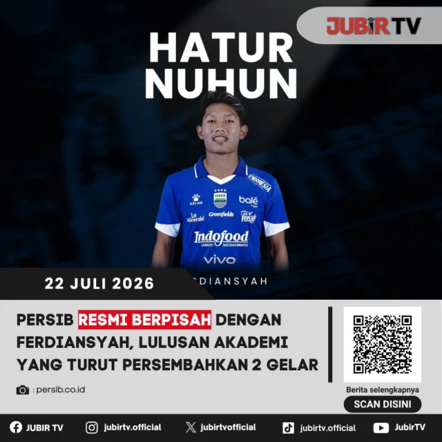 💙 Kebersamaan Ferdiansyah dengan Persib resmi berakhir. Pemain jebolan akademi yang turut mengantar Maung Bandung meraih dua gelar juara itu kini mengakhiri perjalanannya bersama klub. Terima kasih atas dedikasi dan perjuangannya selama mengenakan seragam biru.

📌 𝐈𝐧𝐟𝐨 𝐥𝐞𝐧𝐠𝐤𝐚𝐩𝐧𝐲𝐚 𝐜𝐞𝐤 𝐝𝐢 𝐬𝐭𝐨𝐫𝐲 & 𝐬𝐨𝐫𝐨𝐭𝐚𝐧

#jubirtv #jubirtvnewscom #persib #persibbandung #bobotoh #ferdiansyah #maungbandung #ligaindonesia #sepakbola #transferpemain