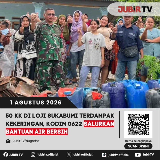 💧 Sebanyak 50 kepala keluarga di Kecamatan Loji, Kabupaten Sukabumi, menerima bantuan air bersih dari Kodim 0622/Kabupaten Sukabumi setelah terdampak kekeringan akibat musim kemarau. Bantuan ini diharapkan dapat memenuhi kebutuhan air bersih warga sekaligus meringankan beban masyarakat yang kesulitan mendapatkan pasokan air.

📌 𝐈𝐧𝐟𝐨 𝐥𝐞𝐧𝐠𝐤𝐚𝐩𝐧𝐲𝐚 𝐜𝐞𝐤 𝐝𝐢 𝐬𝐭𝐨𝐫𝐲 & 𝐬𝐨𝐫𝐨𝐭𝐚𝐧

#jubirtv #jubirtvnewscom #kekeringan #airbersih #kodim0622 #loji #kabupatensukabumi #beritasukabumi #bencanakemarau #pedulisesama