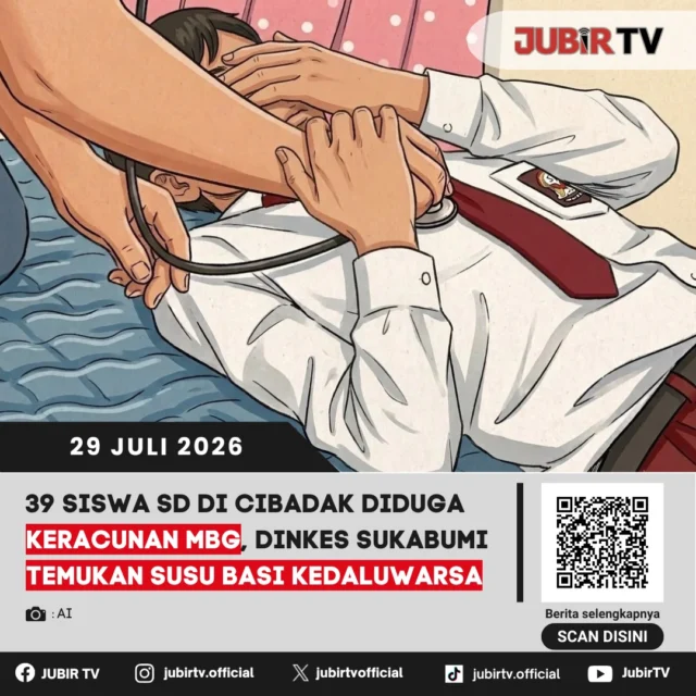 🚨 Puluhan siswa SD di Kecamatan Cibadak, Kabupaten Sukabumi, diduga mengalami keracunan usai mengonsumsi menu Makan Bergizi Gratis (MBG). Hasil pemeriksaan awal Dinas Kesehatan menemukan susu UHT yang diduga sudah basi dan melewati masa kedaluwarsa. Kasus ini masih dalam penyelidikan lebih lanjut untuk memastikan penyebab pasti insiden tersebut.

📌 𝐈𝐧𝐟𝐨 𝐥𝐞𝐧𝐠𝐤𝐚𝐩𝐧𝐲𝐚 𝐜𝐞𝐤 𝐝𝐢 𝐬𝐭𝐨𝐫𝐲 & 𝐬𝐨𝐫𝐨𝐭𝐚𝐧

#jubirtv #jubirtvnewscom #mbg #cibadak #kabupatensukabumi #keracunan #dinkessukabumi #makanbergizigratis #beritasukabumi #kesehatan