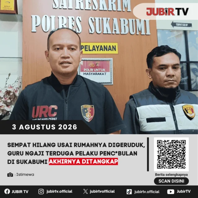 🚨 Oknum guru ngaji yang sempat dilaporkan hilang usai rumahnya digeruduk warga di Kecamatan Simpenan akhirnya berhasil ditangkap jajaran Satreskrim Polres Sukabumi. Terduga pelaku diamankan di wilayah Kabupaten Lebak, Banten, dan kini menjalani proses hukum atas dugaan tindak pidana penc*bulan. Polisi juga memastikan penyelidikan terus berlanjut sesuai ketentuan hukum yang berlaku.

📌 𝐈𝐧𝐟𝐨 𝐥𝐞𝐧𝐠𝐤𝐚𝐩𝐧𝐲𝐚 𝐜𝐞𝐤 𝐝𝐢 𝐬𝐭𝐨𝐫𝐲 & 𝐬𝐨𝐫𝐨𝐭𝐚𝐧

#jubirtv #jubirtvnewscom #simpenan #kabupatensukabumi #beritasukabumi #kasushukum #polressukabumi #perlindungananak #jawabarat #kriminal