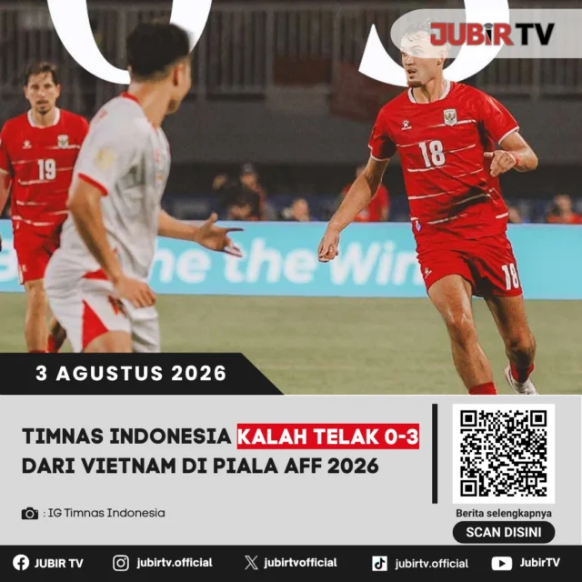 Timnas Indonesia harus mengakui keunggulan Vietnam setelah takluk 0-3 pada lanjutan Grup A Piala AFF 2026. Hasil ini membuat persaingan menuju semifinal semakin ketat, sehingga Garuda wajib bangkit dan meraih hasil maksimal pada laga berikutnya untuk menjaga peluang lolos ke fase gugur.

📌 𝐈𝐧𝐟𝐨 𝐥𝐞𝐧𝐠𝐤𝐚𝐩𝐧𝐲𝐚 𝐜𝐞𝐤 𝐝𝐢 𝐬𝐭𝐨𝐫𝐲 & 𝐬𝐨𝐫𝐨𝐭𝐚𝐧

#jubirtv #jubirtvnewscom #timnasindonesia #pialaaff2026 #indonesiavsvietnam #garuda #sepakbola #beritaolahraga #timnas