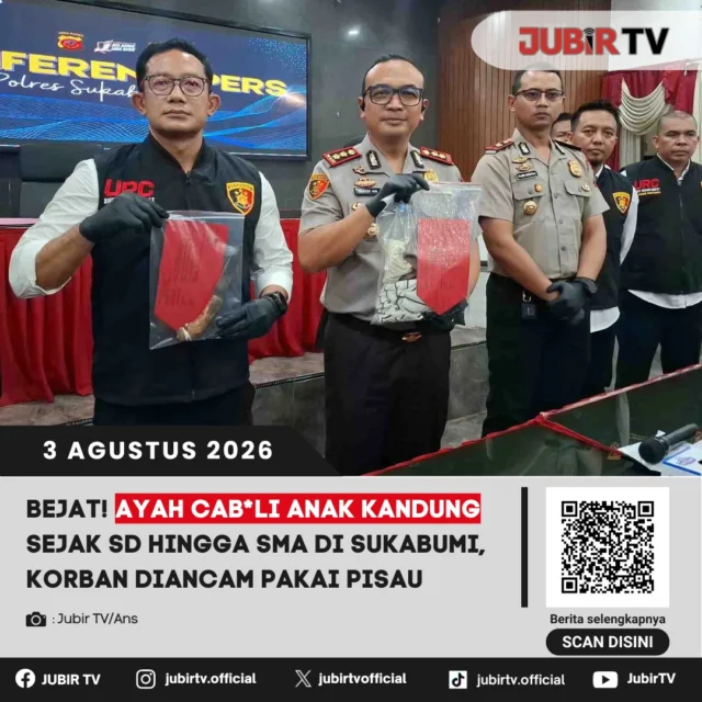 ⚖️ Aparat kepolisian mengungkap kasus dugaan penc*bulan terhadap anak yang terjadi di Kabupaten Sukabumi. Seorang pria diamankan setelah diduga melakukan tindak pidana terhadap anak kandungnya dalam kurun waktu yang panjang. Kasus ini kini ditangani oleh penyidik untuk proses hukum lebih lanjut, sementara masyarakat diimbau segera melapor apabila mengetahui atau mengalami kekerasan terhadap anak.

📌 𝐈𝐧𝐟𝐨 𝐥𝐞𝐧𝐠𝐤𝐚𝐩𝐧𝐲𝐚 𝐜𝐞𝐤 𝐝𝐢 𝐬𝐭𝐨𝐫𝐲 & 𝐬𝐨𝐫𝐨𝐭𝐚𝐧

#jubirtv #jubirtvnewscom #kabupatensukabumi #beritasukabumi #perlindungananak #stopkekerasananak #polressukabumi #jawabarat #kasushukum #info