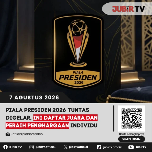 🏆 Piala Presiden 2026 resmi berakhir dengan Persebaya Surabaya keluar sebagai juara usai mengalahkan Persib Bandung lewat drama adu penalti. Selain daftar juara, panitia juga mengumumkan para peraih penghargaan individu yang tampil menonjol sepanjang turnamen, mulai dari pemain terbaik, top skor, hingga pemain muda terbaik. Simak daftar lengkapnya di artikel berikut!

📌 𝐈𝐧𝐟𝐨 𝐥𝐞𝐧𝐠𝐤𝐚𝐩𝐧𝐲𝐚 𝐜𝐞𝐤 𝐝𝐢 𝐬𝐭𝐨𝐫𝐲 & 𝐬𝐨𝐫𝐨𝐭𝐚𝐧

#jubirtv #jubirtvnewscom #pialapresiden2026 #persebaya #persib #franciscorivera #gustavohenrique #arlyansyah #beritaolahraga #sepakbola