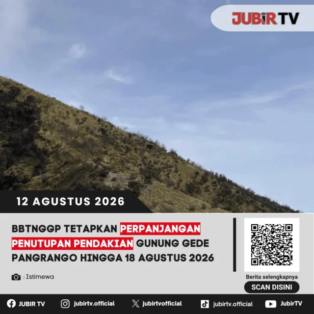 ⛰️ Pendakian Gunung Gede Pangrango kembali diperpanjang penutupannya.

BBTNGGP menetapkan penutupan jalur pendakian hingga 18 Agustus 2026. Keputusan ini perlu diperhatikan para pendaki yang sudah merencanakan perjalanan dalam waktu dekat.

Kenapa penutupan kembali diperpanjang?

📌 𝐈𝐧𝐟𝐨 𝐥𝐞𝐧𝐠𝐤𝐚𝐩𝐧𝐲𝐚 𝐜𝐞𝐤 𝐝𝐢 𝐬𝐭𝐨𝐫𝐲 & 𝐬𝐨𝐫𝐨𝐭𝐚𝐧

#jubirtv #jubirtvnewscom #gununggedepangrango #gedepangrango #pendakian #sukabumi #cianjur #bbtnggp #gunungindonesia #infopendakian #wisataalam