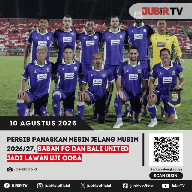 ⚽ Persib mulai panaskan mesin jelang musim 2026/27!

Maung Bandung menyiapkan dua laga uji coba untuk mematangkan skuad sebelum kompetisi resmi bergulir. Sabah FC dan Bali United bakal menjadi lawan Persib dalam rangkaian persiapan tersebut.

Dua laga ini jadi kesempatan penting buat melihat kesiapan tim, sekaligus mengukur sejauh mana racikan Persib menghadapi musim baru.

Kapan pertandingannya dan seperti apa persiapan Persib?

📌 𝐈𝐧𝐟𝐨 𝐥𝐞𝐧𝐠𝐤𝐚𝐩𝐧𝐲𝐚 𝐜𝐞𝐤 𝐝𝐢 𝐬𝐭𝐨𝐫𝐲 & 𝐬𝐨𝐫𝐨𝐭𝐚𝐧

#jubirtv #jubirtvnewscom #persib #persibbandung #maungbandung #sabahfc #baliunited #liga1 #sepakbolaindonesia #persib2026 #beritaolahraga