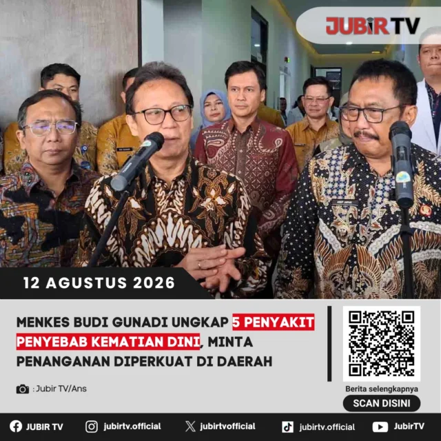 ⚠️ Menkes Budi Gunadi Sadikin ungkap lima penyakit yang menjadi penyebab kematian dini.

Penyakit tidak menular masih menjadi perhatian serius karena dapat menyerang tanpa gejala yang jelas dan berdampak fatal jika terlambat ditangani.

Apa saja lima penyakit yang dimaksud Menkes?

📌 𝐈𝐧𝐟𝐨 𝐥𝐞𝐧𝐠𝐤𝐚𝐩𝐧𝐲𝐚 𝐜𝐞𝐤 𝐝𝐢 𝐬𝐭𝐨𝐫𝐲 & 𝐬𝐨𝐫𝐨𝐭𝐚𝐧

#jubirtv #jubirtvnewscom #kesehatan #menkes #budigunadisadikin #penyakit #kematiandini #penyakittidakmenular #kesehatanindonesia #infokesehatan #sukabumi