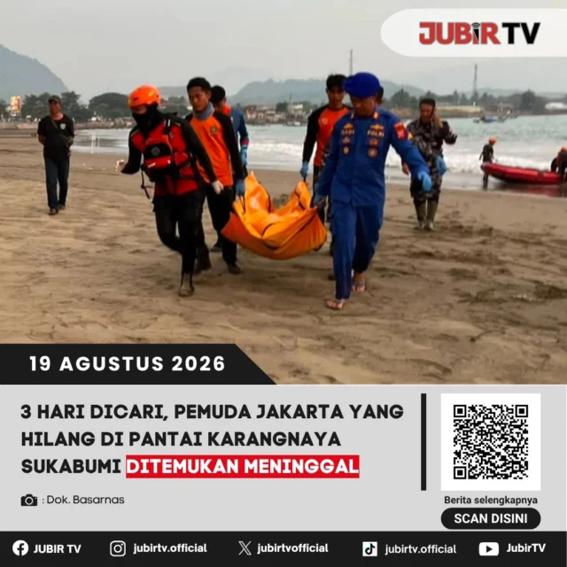 🌊 3 hari dicari, pemuda Jakarta yang hilang di Pantai Karangnaya Sukabumi ditemukan meninggal.

Setelah sempat dinyatakan hilang terseret ombak saat berlibur di Pantai Karangnaya, Kabupaten Sukabumi, seorang pemuda asal Jakarta akhirnya ditemukan dalam kondisi meninggal dunia setelah tiga hari pencarian.

Bagaimana proses pencarian hingga korban ditemukan?

📌 𝐈𝐧𝐟𝐨 𝐥𝐞𝐧𝐠𝐤𝐚𝐩𝐧𝐲𝐚 𝐜𝐞𝐤 𝐝𝐢 𝐬𝐭𝐨𝐫𝐲 & 𝐬𝐨𝐫𝐨𝐭𝐚𝐧

#jubirtv #jubirtvnewscom #karangnaya #sukabumi #pantaisukabumi #oranghilang #basarnas #wisatasukabumi #kecelakaanlaut #beritasukabumi #kabupatensukabumi